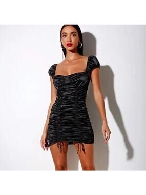 motel kasila mini dress black daisy flock Princess Polly x Motel Kasila Black Daisy